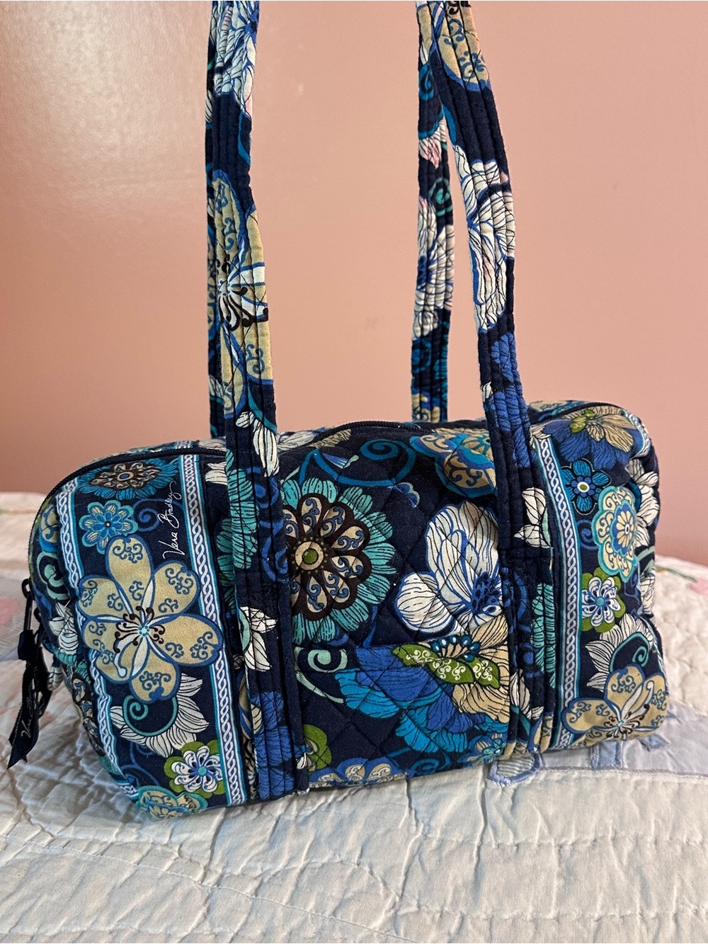 NWOT Y2K Vera Bradley Mod Floral Blue 100 Bag Small Shoulder Duffle Bag